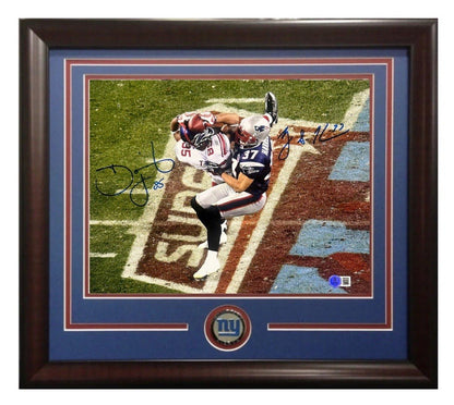 David Tyree Rodney Harrison Signed 11x14 Framed Photo Giants SB Catch Auto BAS