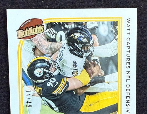 2022 Panini Donruss T.J. Watt Highlights Mint Auto /49 Steelers Mint Card