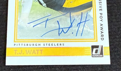 2022 Panini Donruss T.J. Watt Highlights Mint Auto /49 Steelers Mint Card