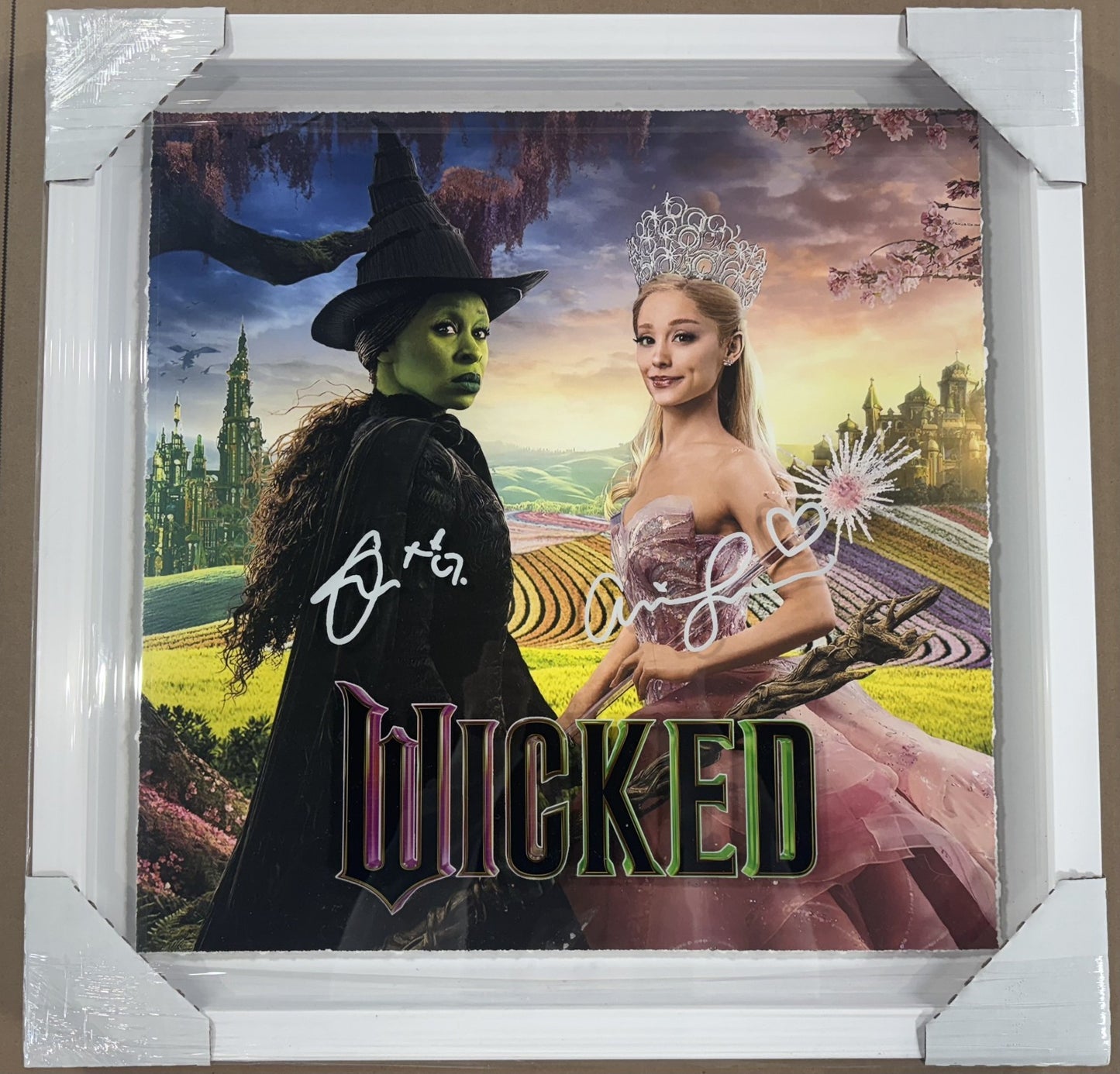 Wicked 22x22 3D Framed Photo Ariana Grande Cynthia Erivo Facsimile Auto