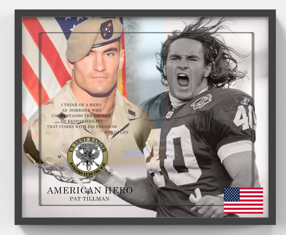 Pat Tillman American Hero Framed 24x38 3D Commemorative Photo USA Flag Army