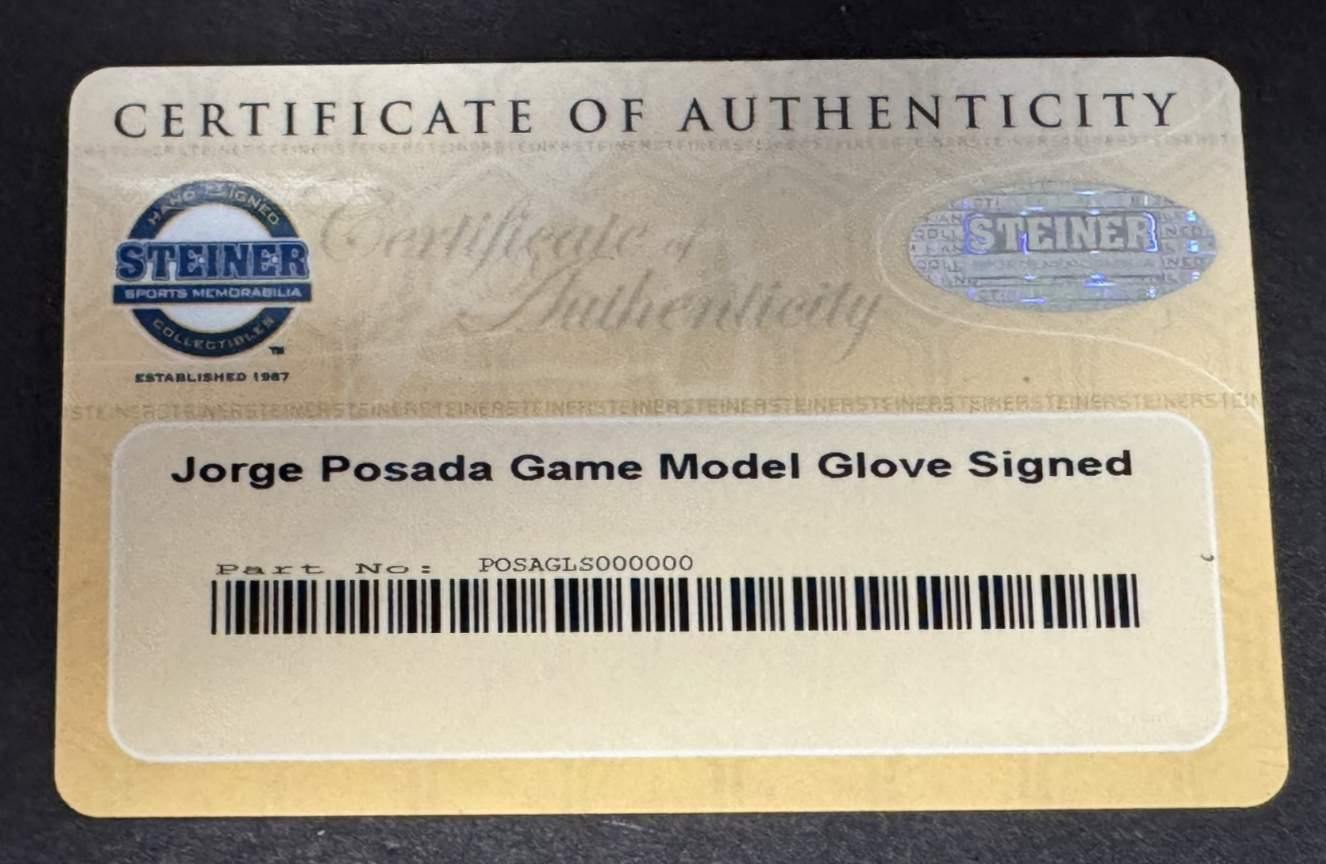 Jorge Posada Signed Game Model Rawlings Catchers Glove Yankees Auto Steiner COA
