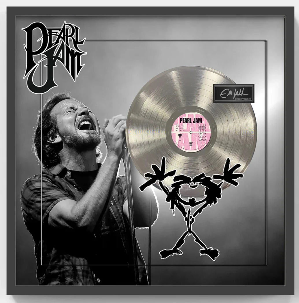 Pearl Jam Ten 3D Framed Photo Platinum Record Album Eddie Vedder Facsimile Auto