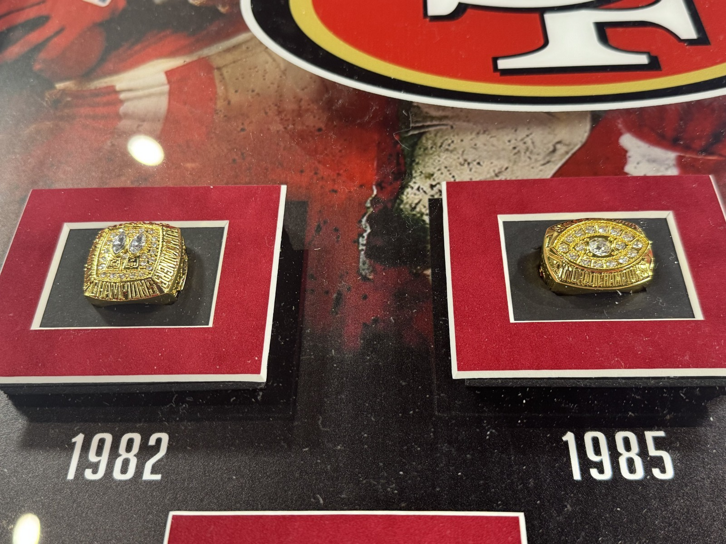 San Francisco 49ers 3D Framed Super Bowl Rings Photo Shadowbox Montana Rice HOF