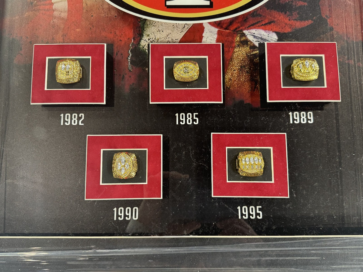 San Francisco 49ers 3D Framed Super Bowl Rings Photo Shadowbox Montana Rice HOF
