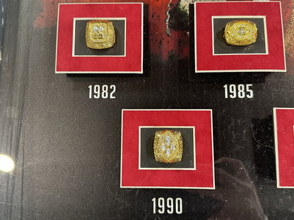 San Francisco 49ers 3D Framed Super Bowl Rings Photo Shadowbox Montana Rice HOF