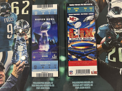 Philadelphia Eagles 22x28 Super Bowl Champions Ticket Collection Hurts Barkley