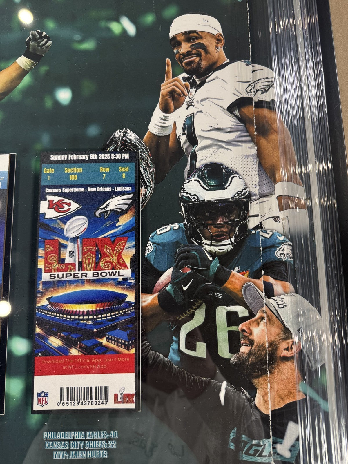 Philadelphia Eagles 22x28 Super Bowl Champions Ticket Collection Hurts Barkley