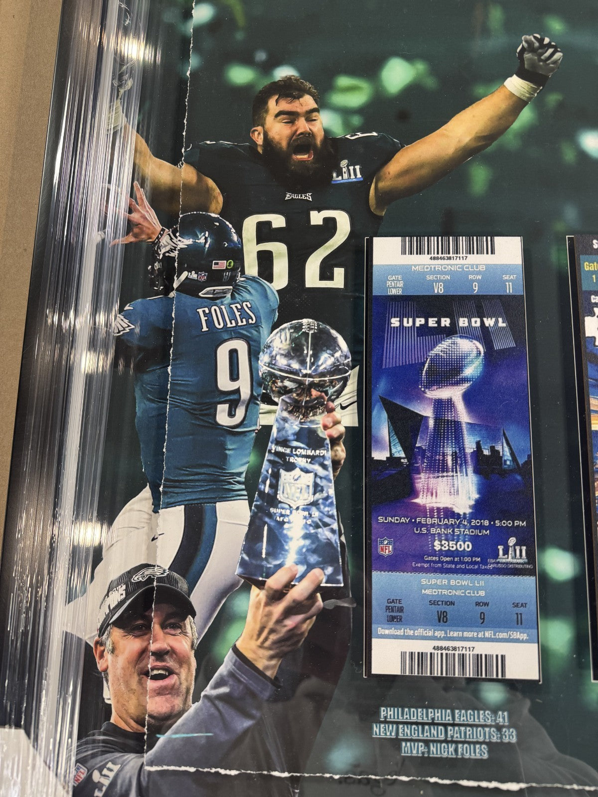 Philadelphia Eagles 22x28 Super Bowl Champions Ticket Collection Hurts Barkley