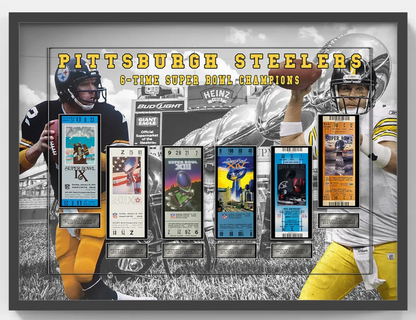 Pittsburgh Steelers 24x32 3D Super Bowl Ticket Collection Terry Bradshaw  HOF