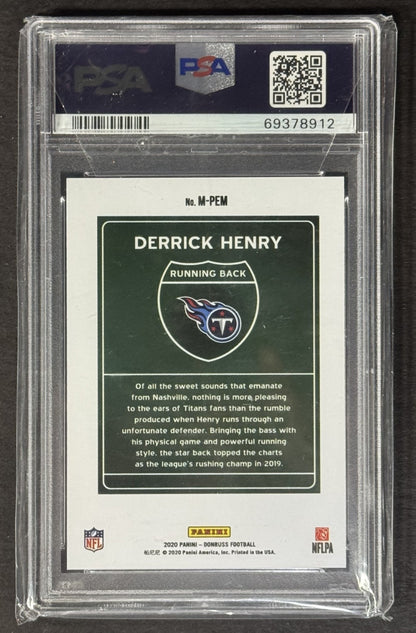 2020 PANINI DONRUSS DOWNTOWN DERRICK HENRY #M-PEM PSA 10 GEM MINT TITANS RAVENS