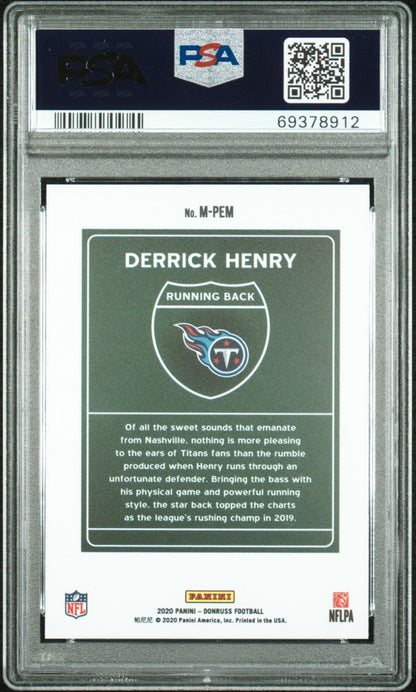 2020 PANINI DONRUSS DOWNTOWN DERRICK HENRY #M-PEM PSA 10 GEM MINT TITANS RAVENS