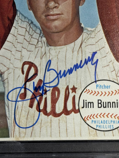 1964 Topps Giants Signed Jim Bunning #10 Phillies PSA 10 Gem Mint Auto Grade HOF