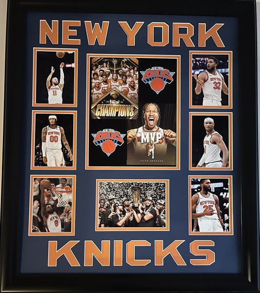 Ny Knicks Team 20x24 Framed Photo Collage 2025 NBA Cup Champs Jalen Brunson MVP