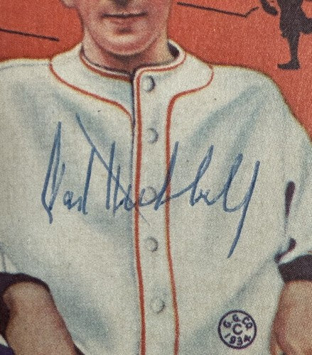 Carl Hubbell Hand Signed 1934 Goudey Reprint Mint HOF Auto Jsa Coa