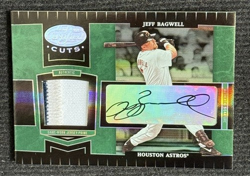 2004 Jeff Bagwell LEAF CERTIFIED CUTS EMERALD Game Worn JERSEY Patch AUTO /5 HOF