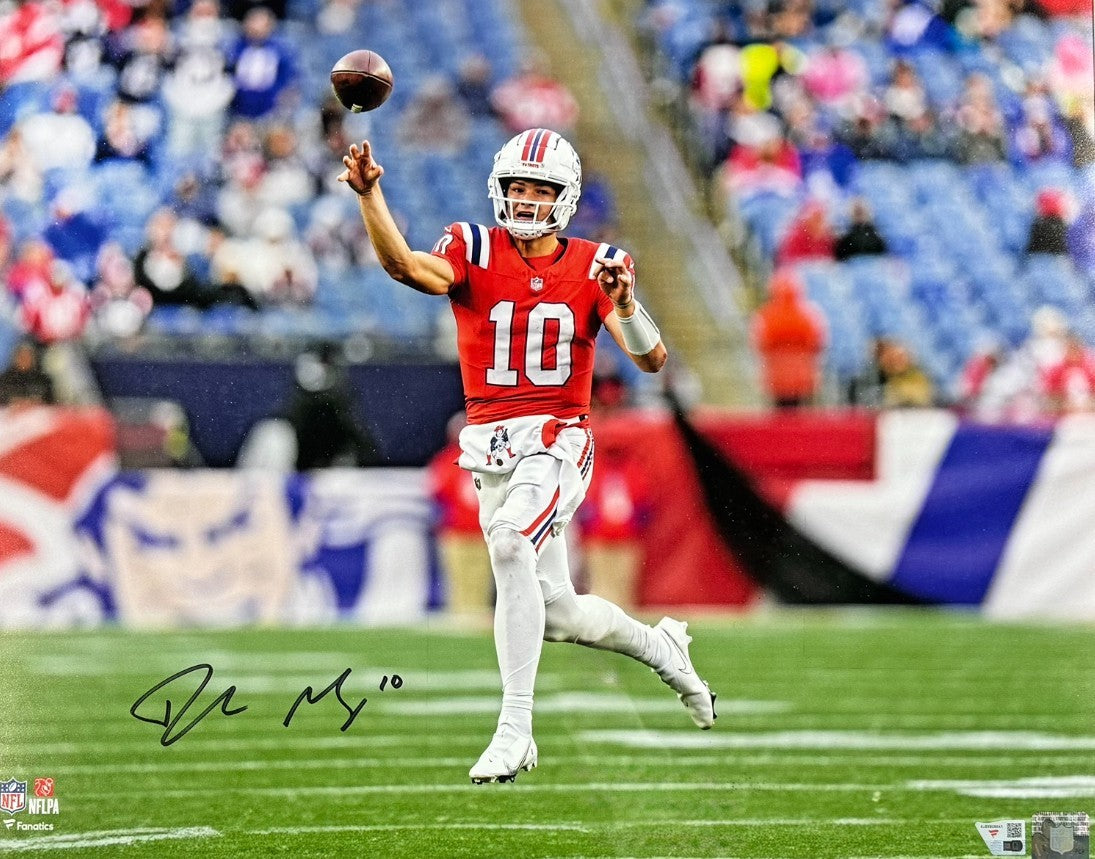 Drake Maye Signed 16x20 Framed Photo W/ Patriots Coin Auto Fanatics COA