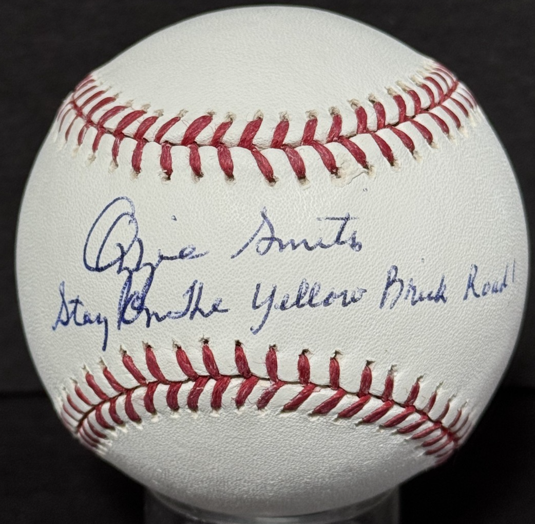 Ozzie Smith Cardinals Signed MLB  Baseball Stay On Yellow Brick Road Auto JSA
