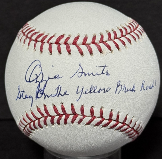 Ozzie Smith Cardinals Signed MLB  Baseball Stay On Yellow Brick Road Auto JSA
