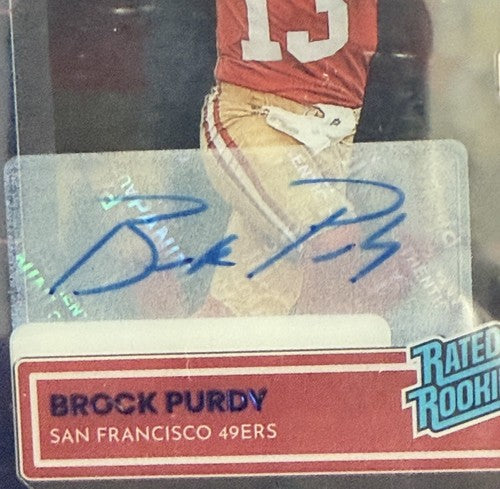 2022 Clearly Donruss #99 Brock Purdy Signed Rookie Blue Auto /99 PSA 9 Mint Rc