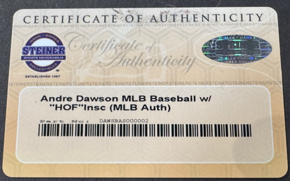 Andre Dawson Cubs Signed Official Baseball HOF 2010 Auto MLB Holo & Steiner COA