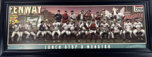 Boston Red Sox Framed Lunch Atop A Monstah 12x36 Lithograph Photo Ortiz Yaz Fisk