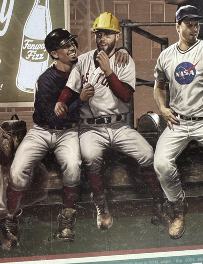Boston Red Sox Framed Lunch Atop A Monstah 12x36 Lithograph Photo Ortiz Yaz Fisk