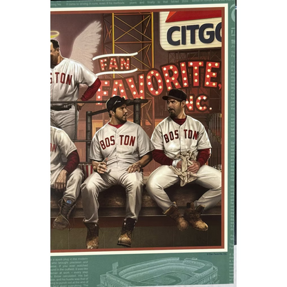 Boston Red Sox Framed Lunch Atop A Monstah 12x36 Lithograph Photo Ortiz Yaz Fisk