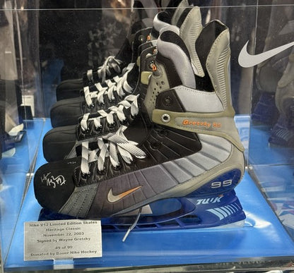 Wayne Gretzky SIGNED Nike Skates /99 IN Case Edmonton Oilers Heritage Auto WGA