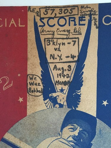 1942 Army WAR Relief Game Program Ticket BROOKLYN Dodgers Giants Polo Grounds