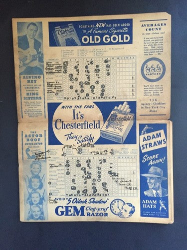 1942 Army WAR Relief Game Program Ticket BROOKLYN Dodgers Giants Polo Grounds