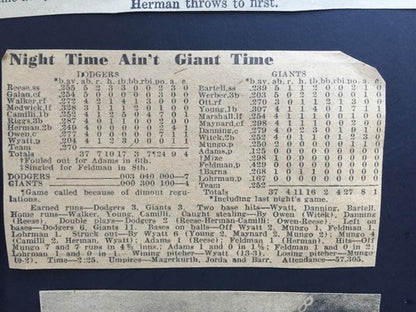 1942 Army WAR Relief Game Program Ticket BROOKLYN Dodgers Giants Polo Grounds