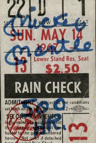 Mickey Mantle Yankees 500 HR Ticket Stub 1967 Signed Psa 9 500 HR AUTO POP 1