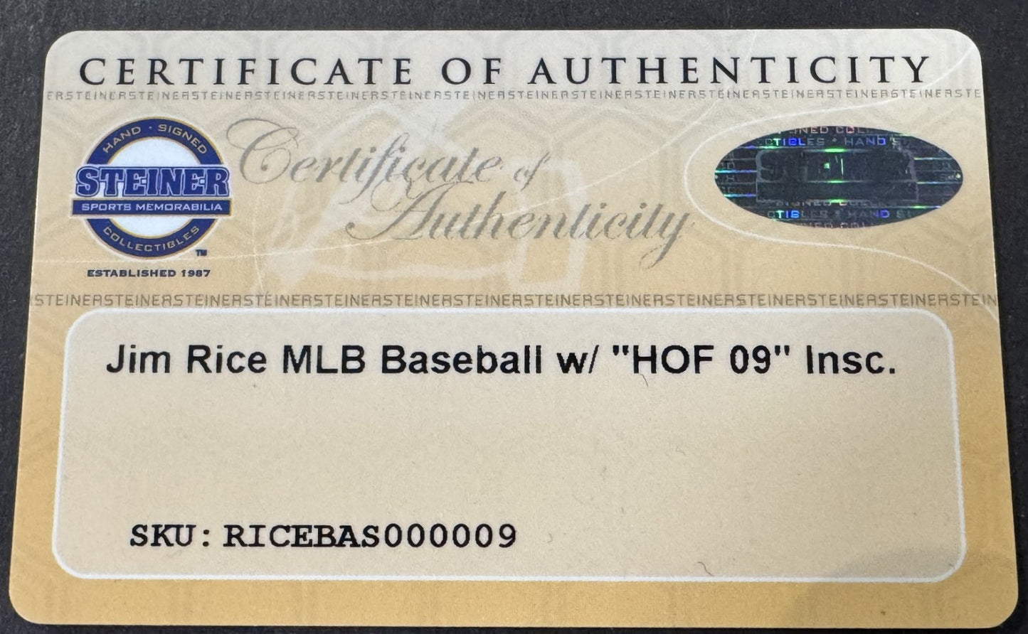 Jim Rice Signed Official Mlb Baseball HOF 09 Auto Steiner COA Boston Red Sox
