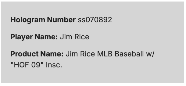 Jim Rice Signed Official Mlb Baseball HOF 09 Auto Steiner COA Boston Red Sox