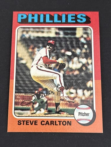 1975 TOPPS BASEBALL SET BREAK 185 STEVE CARLTON Phillies MINT SHARP  Pack Fresh