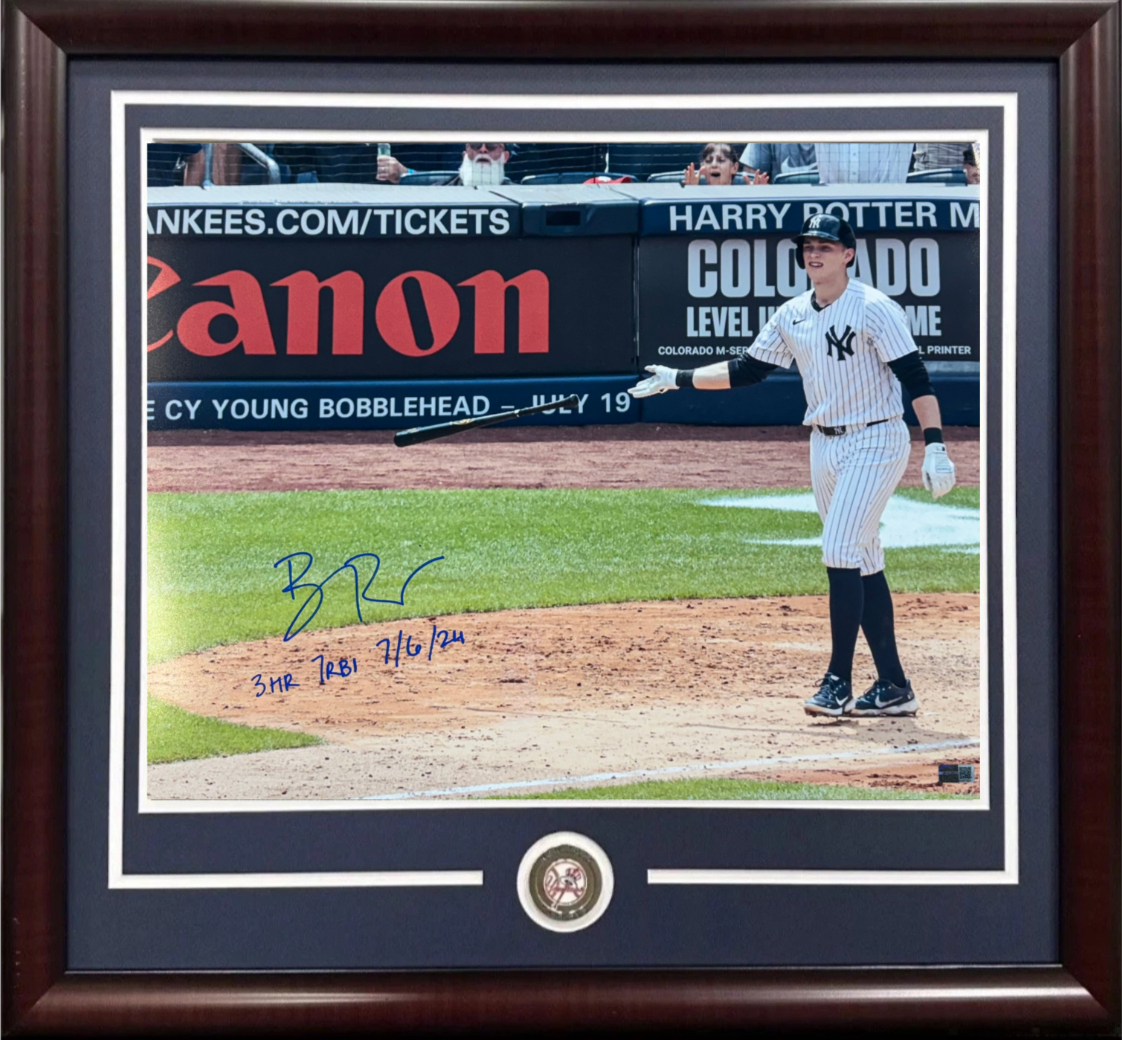 Ben Rice Signed 16x20 Framed Photo w/coin Ny Yankees 3 HR 7 RBI Auto Steiner COA