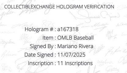Mariano Rivera Signed MLB Baseball Yankees 11 Stat Auto HOF 5x WS Auto Steiner