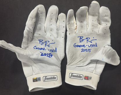 Ben Rice Yankees Signed Game Used Franklin Batting Gloves 2025 Auto Steiner COA