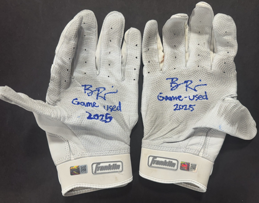Ben Rice Yankees Signed Game Used Franklin Batting Gloves 2025 Auto Steiner COA