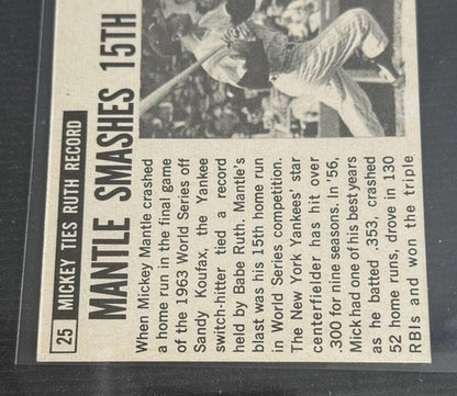 1964 Topps Giant #25 Mickey Mantle Mint eBay Certified Sharp Centered Clean