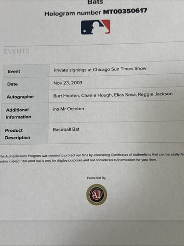 Reggie Jackson Signed 1977 WS Hr Bat 3 Pitchers Mr October Auto MLB Holo COA