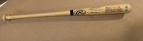 Reggie Jackson Signed 1977 WS Hr Bat 3 Pitchers Mr October Auto MLB Holo COA