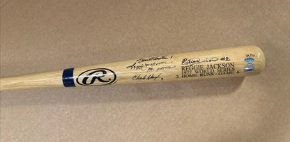Reggie Jackson Signed 1977 WS Hr Bat 3 Pitchers Mr October Auto MLB Holo COA