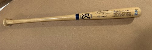 Reggie Jackson Signed 1977 WS Hr Bat 3 Pitchers Mr October Auto MLB Holo COA