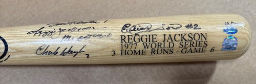 Reggie Jackson Signed 1977 WS Hr Bat 3 Pitchers Mr October Auto MLB Holo COA