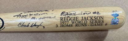 Reggie Jackson Signed 1977 WS Hr Bat 3 Pitchers Mr October Auto MLB Holo COA