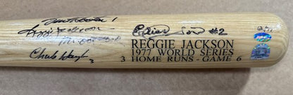 Reggie Jackson Signed 1977 WS Hr Bat 3 Pitchers Mr October Auto MLB Holo COA