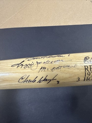 Reggie Jackson Signed 1977 WS Hr Bat 3 Pitchers Mr October Auto MLB Holo COA