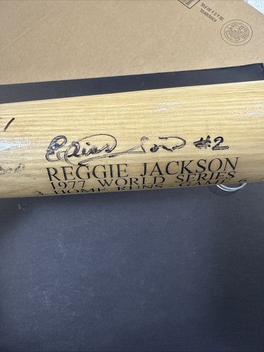 Reggie Jackson Signed 1977 WS Hr Bat 3 Pitchers Mr October Auto MLB Holo COA